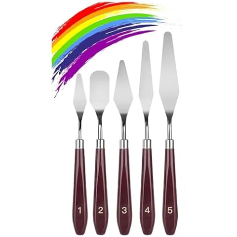 5 Piece Stainless Steel Palette Knife Set Cover