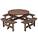 Giantex 8 Person Wooden Picnic Table Set with Wood Bench, with Umbrella Hold Design, Perfect for Outdoor Garden Yard Pub Beer Dining, Dark Brown