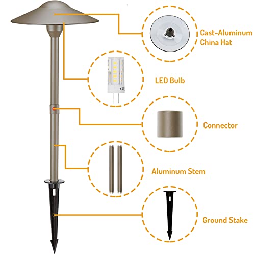 3W Led Landscape Lights Landscape Lighting Low Voltage Outdoor Pathway Lighting Replaceable Led Bulb 3000K Aluminum Housing With Abs Ground Stake For Yard Patio Driveway Bronze, Pack Of 6 #TOP2
