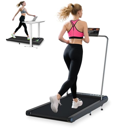 NEUTYPECHIC Walking Pad mit Handlauf, Laufband für Zuhause Leise mit Bluetooth APP & LED-Anzeige, Laufband Schreibtisch ...