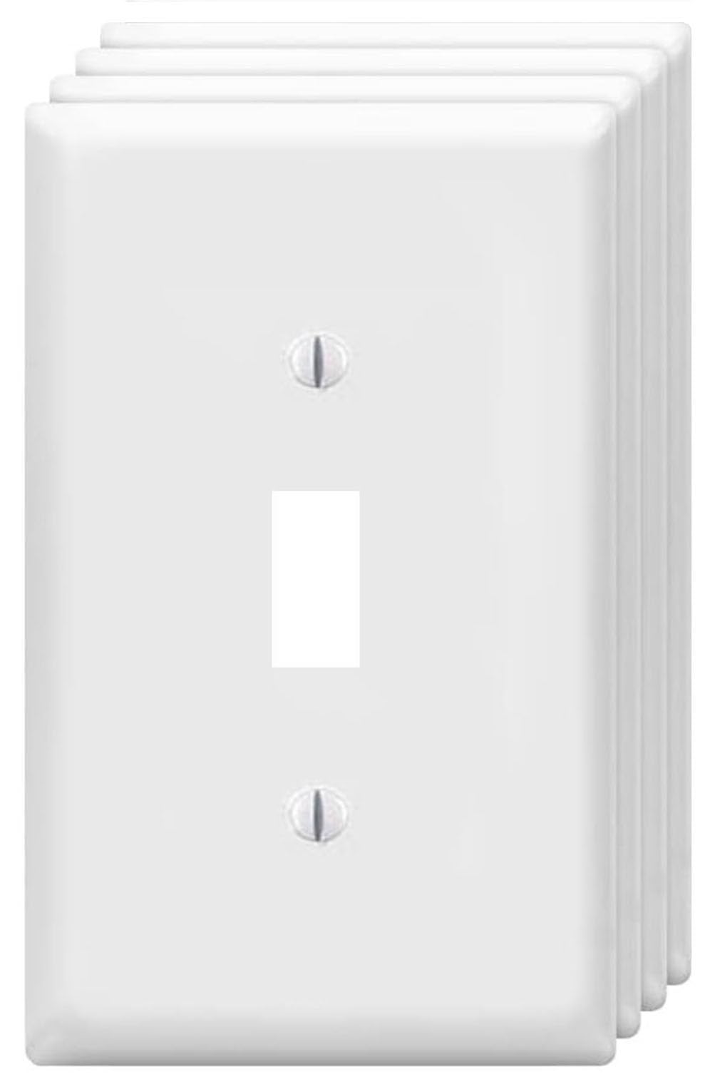 ZEFTV Toggle Light Switch Wall Plates 1-Gang Switch Electrical Cover Plate Unbreakable Thermoplastic Faceplate, White (4 Pack)