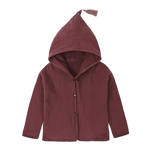 Toddler Cotton Linen Hooded Cardigan for Baby Girls Hooded Jacket Open Front Cardigan Button Down Shirts Casual Cover Up