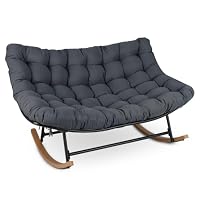 COSTWAY Fauteuil à Bascule Exterieur pour 2 Personnes, Charge 320 kg (Gris)