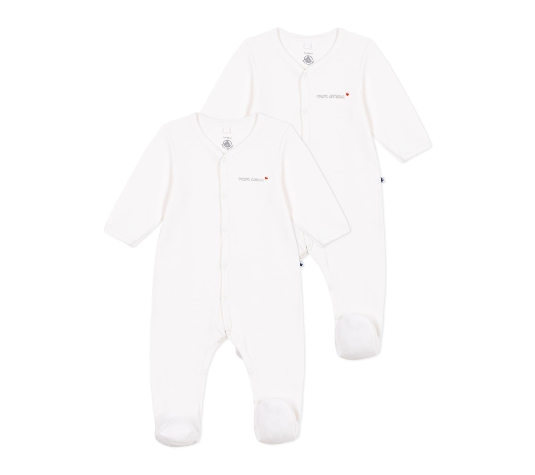 Petit Bateau Lot de Pyjamas Bébé en Velours Unis Multicouleur A0ff500 Vêtements Nuit Mixte bébé (Lot de 2)