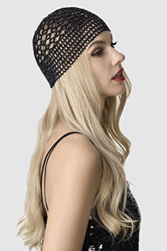 Babeyond 1920S Beaded Cap Headpiece Belly Dance Cap Exotic Cleopatra Headpiece For Gatsby Themed Party (Black) #TOP2