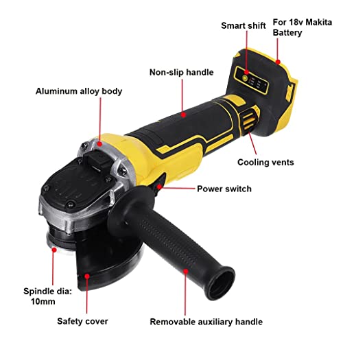 Lukeo 800W 18V 125Mm Brushless Cordless Impact Angle Grinder Variable Speed For Battery Diy Power Tool Cutting Machine (Color : White-Dinosaur Doodle4) #TOP2