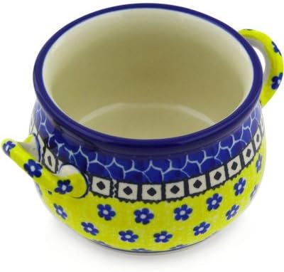 Polmedia Polish Pottery 12 oz Stoneware Bouillon Cup H7709E Hand Painted from Ceramika Artystyczna in Boleslawiec Poland. Shape S363A(016) Pattern P0736A(859X)