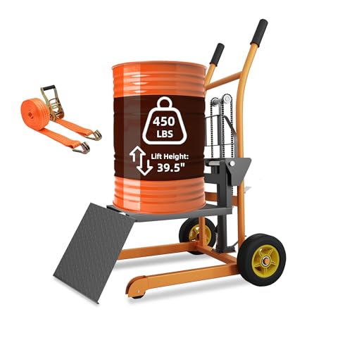 LuminaLiftCure Hydraulic Material Lift Pallet Truck - 450 lbs Manual Winch Stacker, 39.5