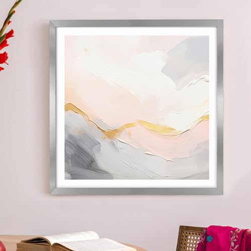 FRAMAI® Bilderrahmen 50x50 cm Silber MDF Umweltfreundlichem Rahmen mit Bruchsicheren Plexi, Aufhänger und Aufsteller – Ansicht 3