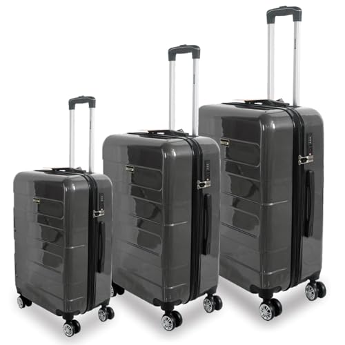 Image of ALKOSIGN Mirage Combo (57+67+78 cm) I Cabin, Medium & Large Check in Luggage Combo I ABS Hardsided 8 Wheels Suitcase /Luggage /Trolley Bag Set of 3 (Black)