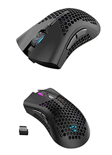 BENGOO KM-1 Wireless Gaming Mouse, Computer Mouse with Honeycomb Shell, 6 Programmed Buttons, 3 Adjustable DPI, Silent Click, USB Receiver, Ergonomic RGB Optical Gamer Mice Mouse for Laptop PC
