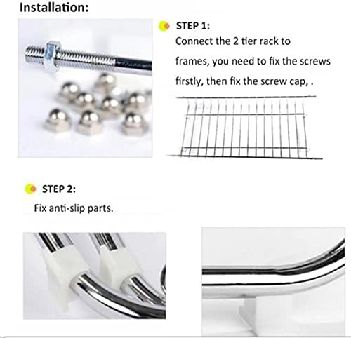 Dish Drainer Rack 2 Tier Dish drainer Kitchen Drying Rack Chrome Plated with Drip Tray