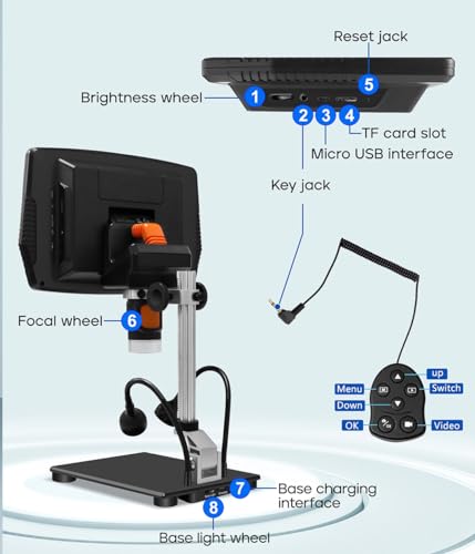 Image of Tobo Microscope 50-1500X Digital Microscope 9 Inch LCD Display 1080P HD Camera LED Lights Recording Video Taking Photos Remote Control TD-1122IM.