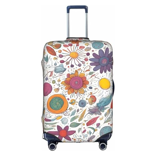 Colorful Hand Drawn Feathers On White Tsa Approved Luggage Cover For 18-32 Inch Suitcases Scratch-Resistant Stretch Luggage Cover