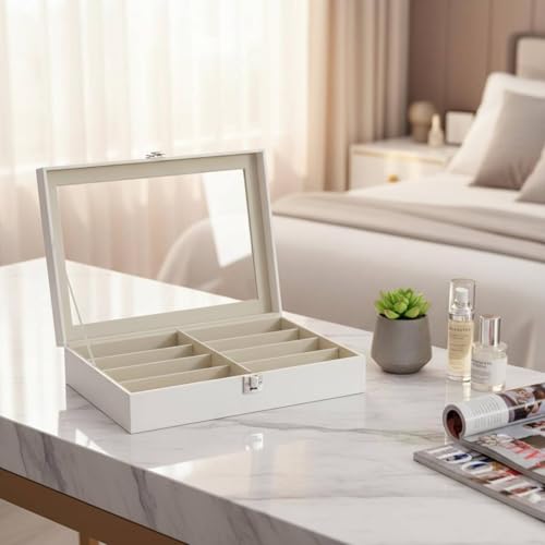 Boîte de rangement à couvercle vitré pour organiser vos lunettes