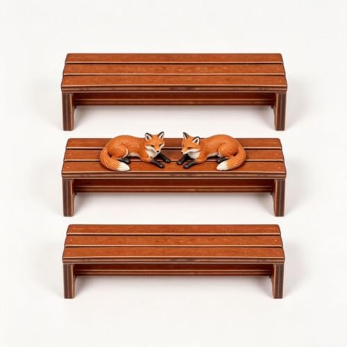 3pcs Wooden Miniature Bench Set Dollhouse Furniture Mini Bench Model Craft Mini Chairs Garden Bonsai Ornaments Park Street Seat Dollhouse Decoration Accessory