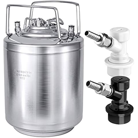 TMCRAFT 2.6 Gallon Mini Ball Lock Keg, Stainless Steel Double Ball Lock Post Corny Keg with Quick Disconnect Set for Home-brewing(10L) Cover