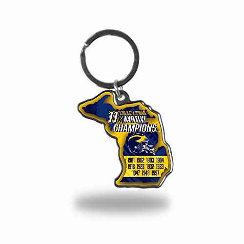 Rico Industries NCAA Michigan Wolverines Champ State Shape Keychain