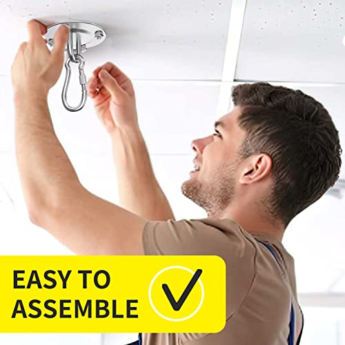 Heavy Duty Swing Hangers 360°Rotate Heavy Duty Hooks for Hanging 304 Stainless Steel Swivel Hammock Hook Swing Hook for Ceiling Wooden Porch Gym Yoga Suspension Hooks Swing kit With 400 kg Capacity - Image 3