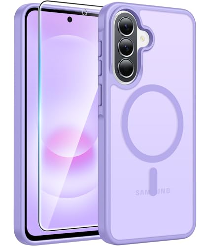 Image of FNTCASE for Galaxy A37 5G Phone Case: Samsung A36 5G Case [Compatible with Magsafe] Matte Translucent [Screen Protector] Military Grade Protection for Samsung A37 & A36 Cases - Light Purple