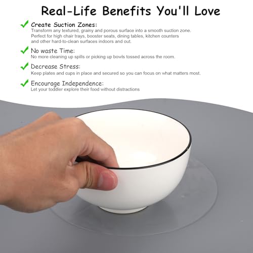 Image of 6pcs Suction Solver Stickers for Stokke Tripp Trapp Tray, Round & Rectangle Adhesive Tray Suction Sticker for High Chair Bowls Plates & Toys Fixation