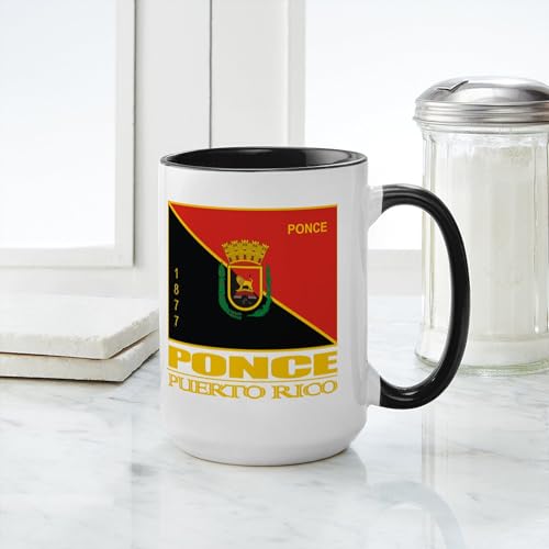 Taza de cerámica 15 oz color blanco y negro miniatura 4