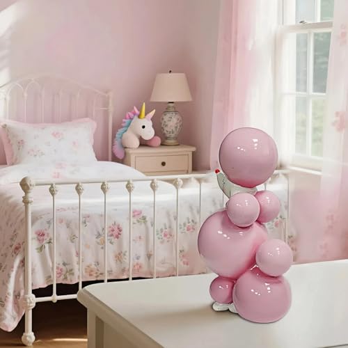 Estatua decorativa perro globo rosa resina 6 pulg miniatura 3