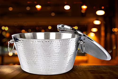 Brekx Insulated Stainless Steel Ice Bucket With Lid For Parties - Anchored Double-Walled Sweat-Free Drink Bucket For Extended Chill #TOP2