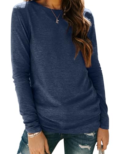 Long Sleeve Shirts for Women Casual Crew Neck Basic Fall Tops Loose Fit Comfy3