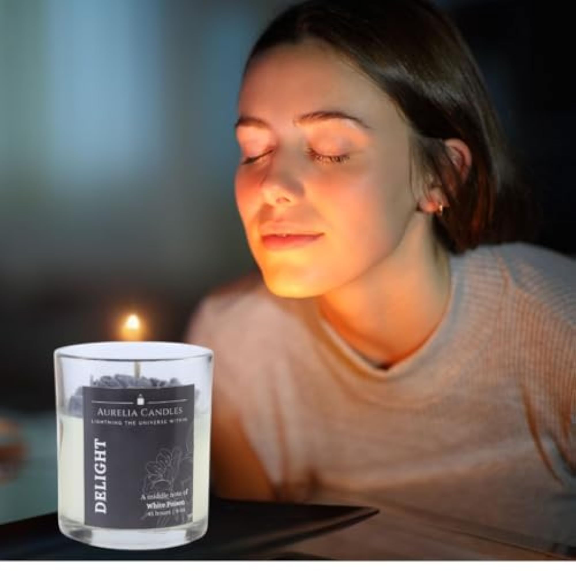 Set of 2 Long Lasting Scented Soy Wax Black Phony Flower Candle