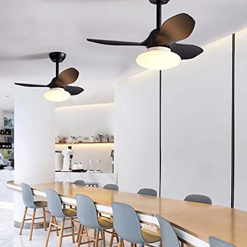 GWAWG Ventilador de Techo con luz, Mando a Distancia y Temporizador, Diámetro 80 cm, Motor DC, Luz LED, luz Regulable, 6 Velocidades, Función Verano/Invierno, Negro Cover