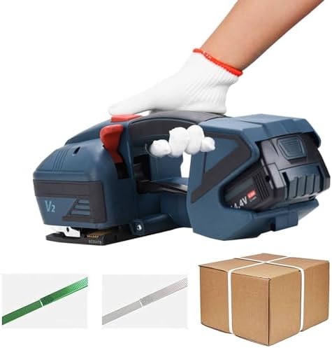 Automatic Electric Strapping Machine - 4000mAh Battery, Digital Display Tensioner Kit for PP/PET Strapping, Portable Tool for Packaging Boxes & Pallets