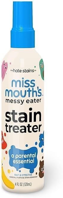Miss Mouths Messy Eater Stain Treater Spray-Fabric Remover for Spots on Clothes, Underwear, Carpets, Linens, Laundry, Grease All color Stain Remover Fabric, Denim, Down, Jacket, Strip (Pack-1)