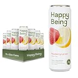 Happy Being Raspberry Lemon White Tea – Antioxidant & Polyphenol Rich, Infused with Turmeric, Elderberry, Caffeine Free, Plant-Based, Low Sugar & Low Calorie Drinks, 12oz (16 Pack)
