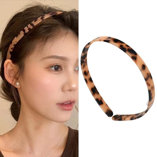 Kefley Diademas de concha de tortuga fina francesa para mujeres con dientes de alta tenacidad de acetato acrílico diadema para el pelo banda de plástico vintage estilo retro accesorios de peinado