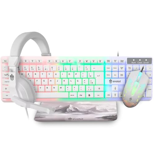 Kit Gamer Evolut Starter 4x1, Rainbow, Branco, Eg-55