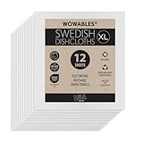 LOLA Wowables XL Swedish Dishcloths, 12 Reusable Eco Cleaning Cloths, 11' x 10', Ultra Absorbent Cellulose Sponge Towel, Compostable, Made in Germany