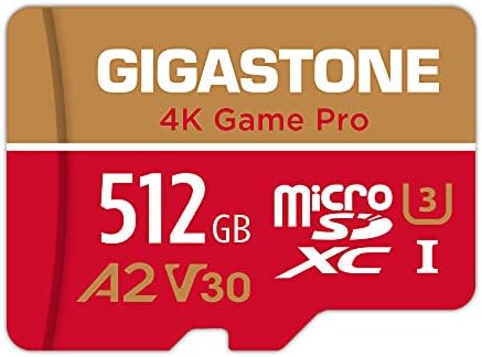 [5-Yrs Free Data Recovery] Gigastone 512GB Micro SD Card, Game Pro, MicroSDXC Memory Card for Nintendo-Switch, GoPro, Action Camera, DJI, 4K UHD Video, R/W up to 100/60 MB/s, UHS-I U3 A2 V30 C10
