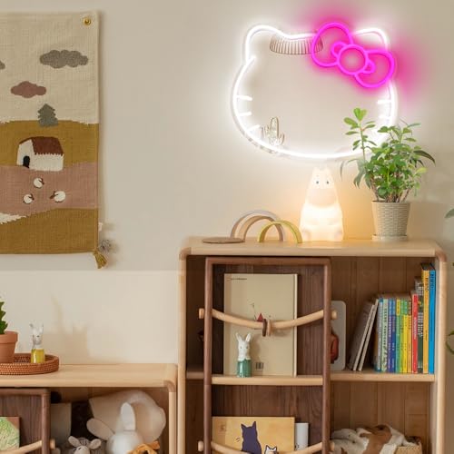 Cat Vanity Mirrors, Cat Neon Sign, Led Wall Mirror with Lights, Adjustable Brightness Make Up Mirror for Tenn Girl Gifts, Decor for Room, Wall, Bedroom, cat Stuff, 16.1 * 14in, Pink Bow by COLORNEON - Image 8