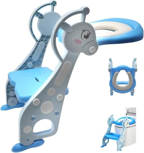 BABY Step Stool Ladder Giraffe 001 (Blue)