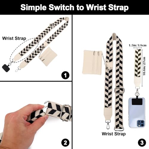 Image of XANGNIER Clip and Go Strap for Phone with Wallet Crossbody, Phone Strap with Zippered Wallet, Adjustable Anti Theft Cellphone Lanyard for Women, Cellphone Chain Accessories,Multicolor 4