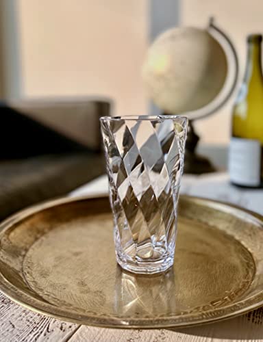 Klifa- New York- 15 & 20 Ounce, Set Of 8, Acrylic Tumbler & Highball Drinking Glasses Cups, Bpa-Free, Stackable Plastic Drinkware, Dishwasher Safe, Clear #TOP2