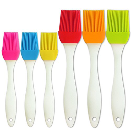 kingleder Assorted Color Silicone Basting Brush for Desserts Baking Barbecue Pastry BBQ(Set of 6)