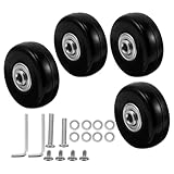 AKOOSY Juego de 4 Ruedas Giratorias de Goma de 50 MM para Maleta, Kit de Repuesto con Cojinetes de Bolas, Ruedas Silenciosas para Equipaje, Reemplazo para Maletas de Viaje