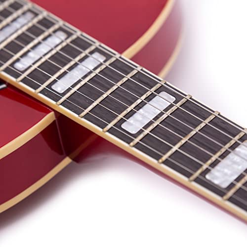 Redid Rzt-22 Thinline Electric Guitar Archtop Semi-Hollow Body With Single-Coil Pickup- Perfect For Rock, Blues, And Jazz Music (Cherry Red) #TOP6