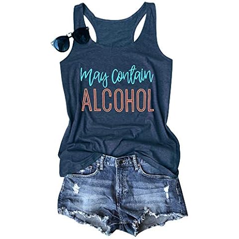 SUNFLYLIG Summer Hawaiian Tank Tops for Women Fun Cute Drinking Sleeveless Letter Graphic T Shirt Country Music Vest Tees - - Small Cover
