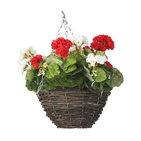 Closer2Nature Red and White Geranium Hanging Basket Cover
