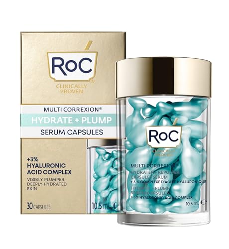 RoC - Multi Correxion Hydrate + Plump Cápsulas de Suero - Máxima Potencia de Relleno - Para Hidratar la Piel - Ácido Hialurónico - 30 Piezas
