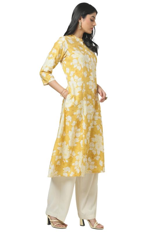Image of Soch Womens Grey Muslin Floral Print Kurta