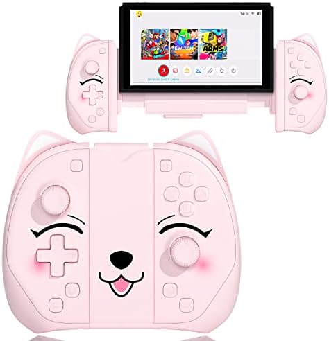 Wireless Controller for Switch, Mytrix Macro Button/Wake Up/Turbo/Vibration/Motion Functions, L/R Switch Controller,  for Switch/Switch Lite/Switch OLED, Pink Cat